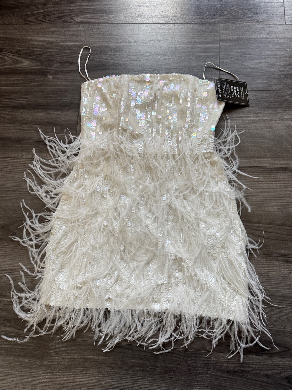 Retrofete Anastasia Sequin & Feather Mini Dress